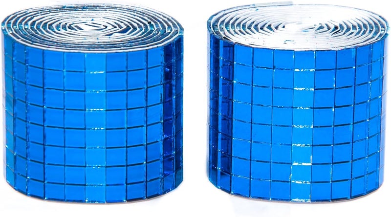 Giftmeet Self Adhesive Disco Ball Mirror Tiles, 3200 Pieces, 5 x 5 mm, Blue, Geometric, Multi-Surface, Vinyl, Modern, DIY Craft, Outdoor, Roll, Square, Mosaic Tiles - Image 1